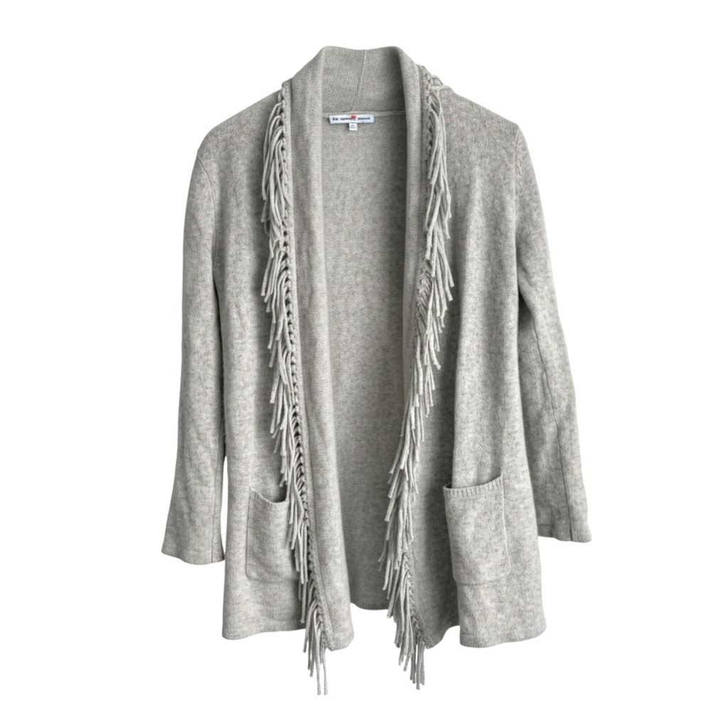 The‎ Cashmere Project Women's Grey Fringe Cardigan Sweater XS Oversized